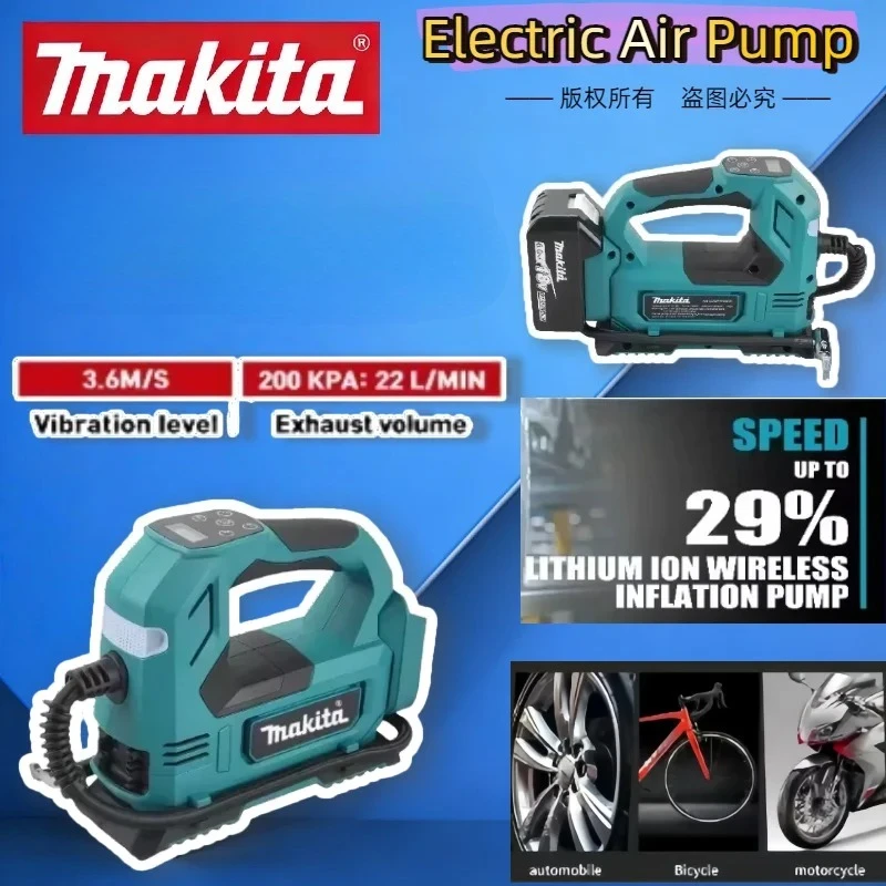 

Makita Cordless Electric Air Pump with Digital Display Screen Air Compressor Portable Tire Inflator For Car Bicycle Tires Ball