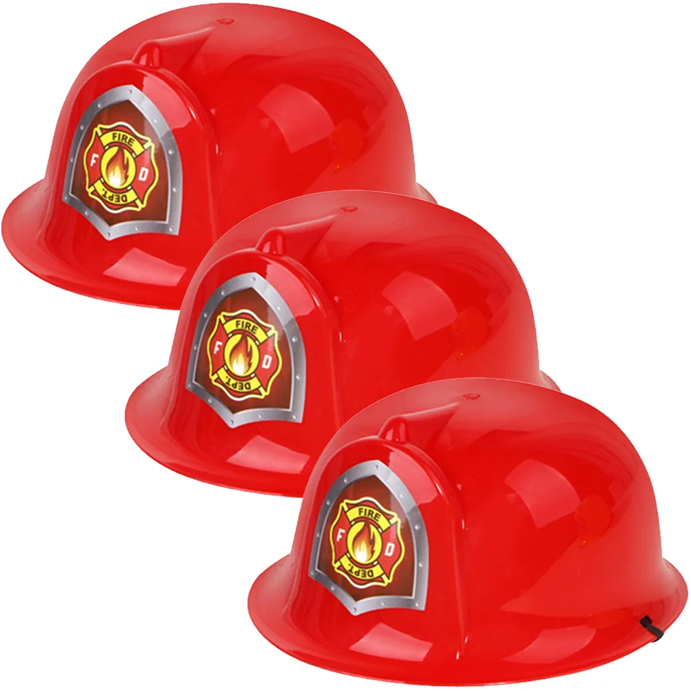 

3 Pcs Fire Hat Fireman Costume Prop Firefighter Party Favors Children Accessory Plastic Kids