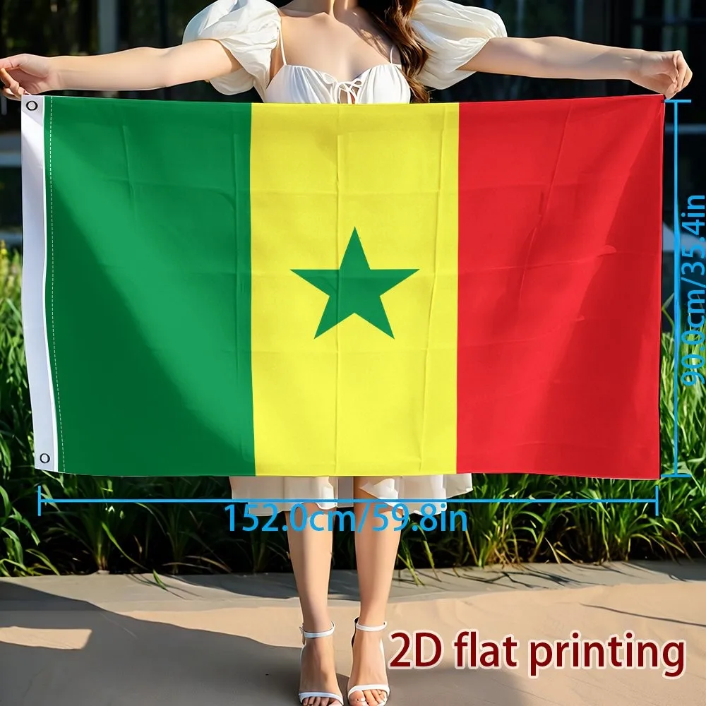 Senegal Flag Single-Sided Printed Banner, National Team Cheer Flag for Sports Events, Football Games, Parades