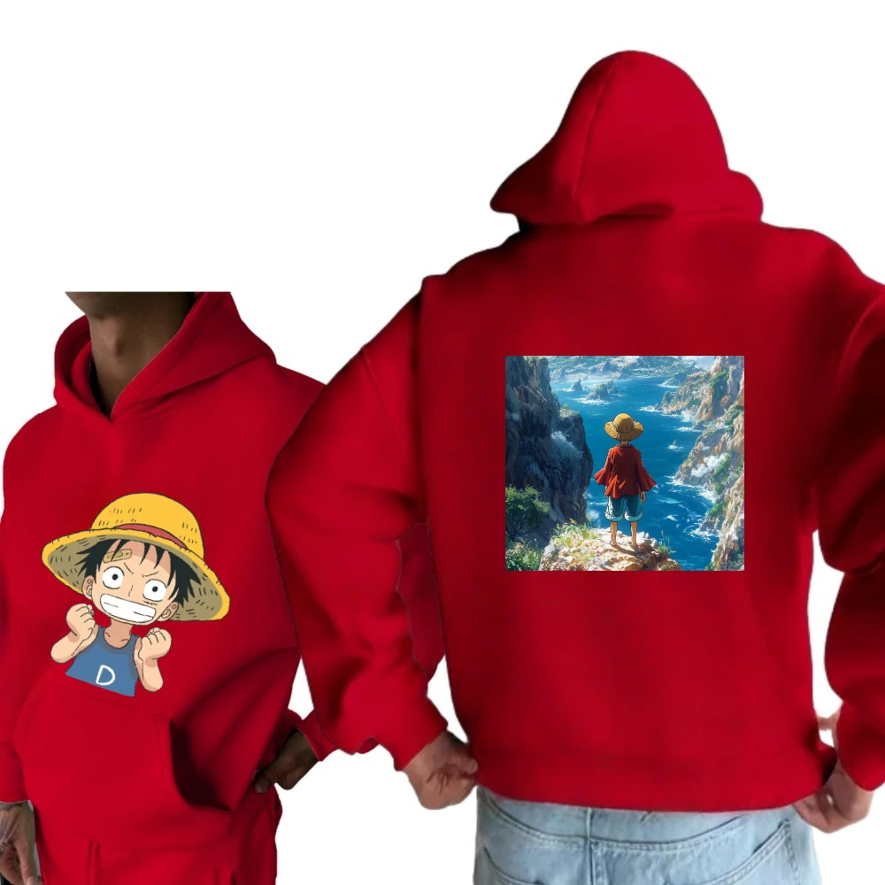 

ONE PIECE Printed Luffy Long-sleeved Sweater Street Style New Harajuku Men and Women Ins Same Autumn and Winter Christmas Hoodie
