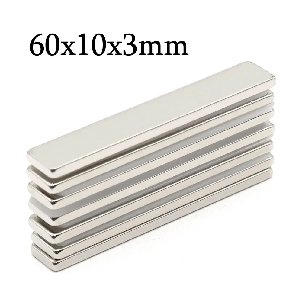 60x10x3mm Super Strong Block Neodymium Magnet Powerful Magnets N35 Permanent Magnetic NdfeB Refrigerator Magnet 60x10x3