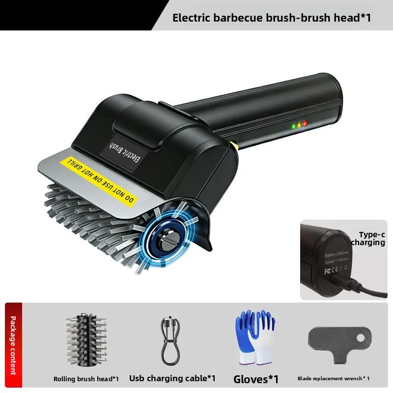Rechargeable Stainless Steel Wire Drum Electric BBQ Brush Outdoor Grill Cleaning Tool Kit