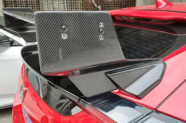 مناسبة لهوندا سيفين سيفيك FK8 نوع R ألياف الكربون الجناح الخلفي تعديل موجين لانهائي سبويلر ثابت الرياح الجناح #5