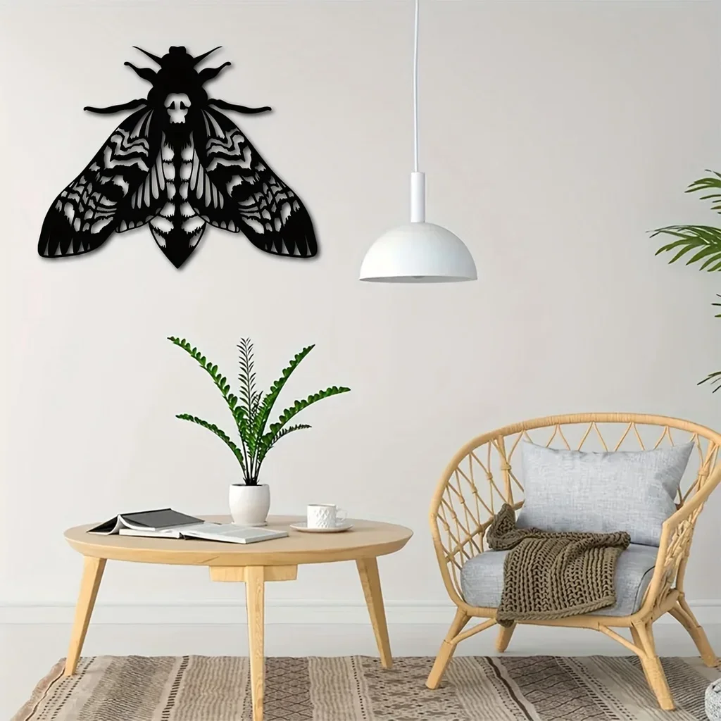 Metal Gothic Death Head Moth Art Wall Decor Moth Metal Art Metal Moth Sign Moth Head Sign Wall Art Hanging Wall Art