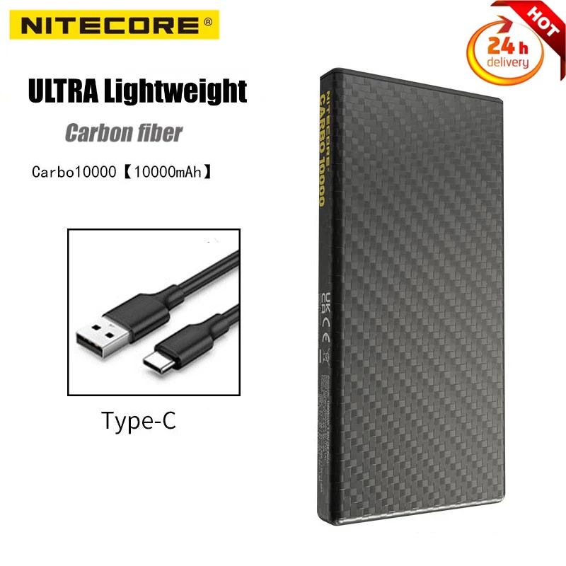 

NITECORE CARBO 10000 Mobile Power Bank IPX5 Raing Carbon Fiber PD/QC 20W Fast Charge Portable Carbon Fiber Power Bank