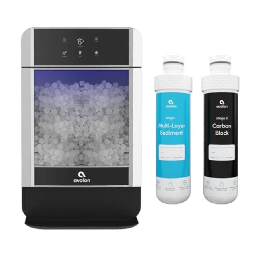 

Льдогенератор Nugget Ice Maker для приготовления жевательного льда, производительность 38 фунтов в день, управление одним нажатием, большой контейнер для льда, подключение к водопроводу, в комплекте набор фильтров.