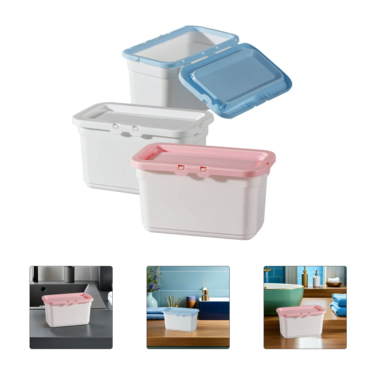 

3 Pcs Laundry Soap Containers Washing Powder Storage Detergent Bathroom Bin with Lid