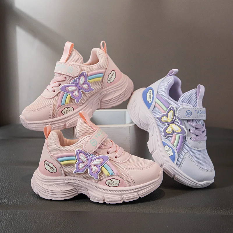 

Кроссовки с украшением в виде бабочки для девочек, осень 2024, повседневные универсальные кроссовки с мягкой подошвой, идеально подходят для студенческих кроссовок, повседневная одежда