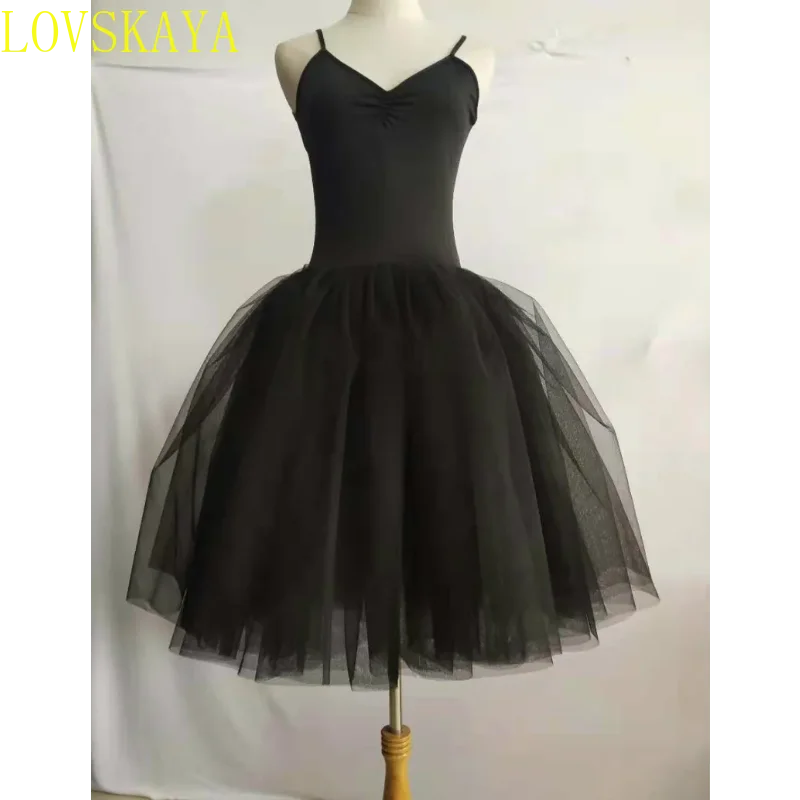 Abito da balletto cigno bianco nero per donna, adulti, bambini, senza maniche Backless professionale lungo ginnastica ragazza