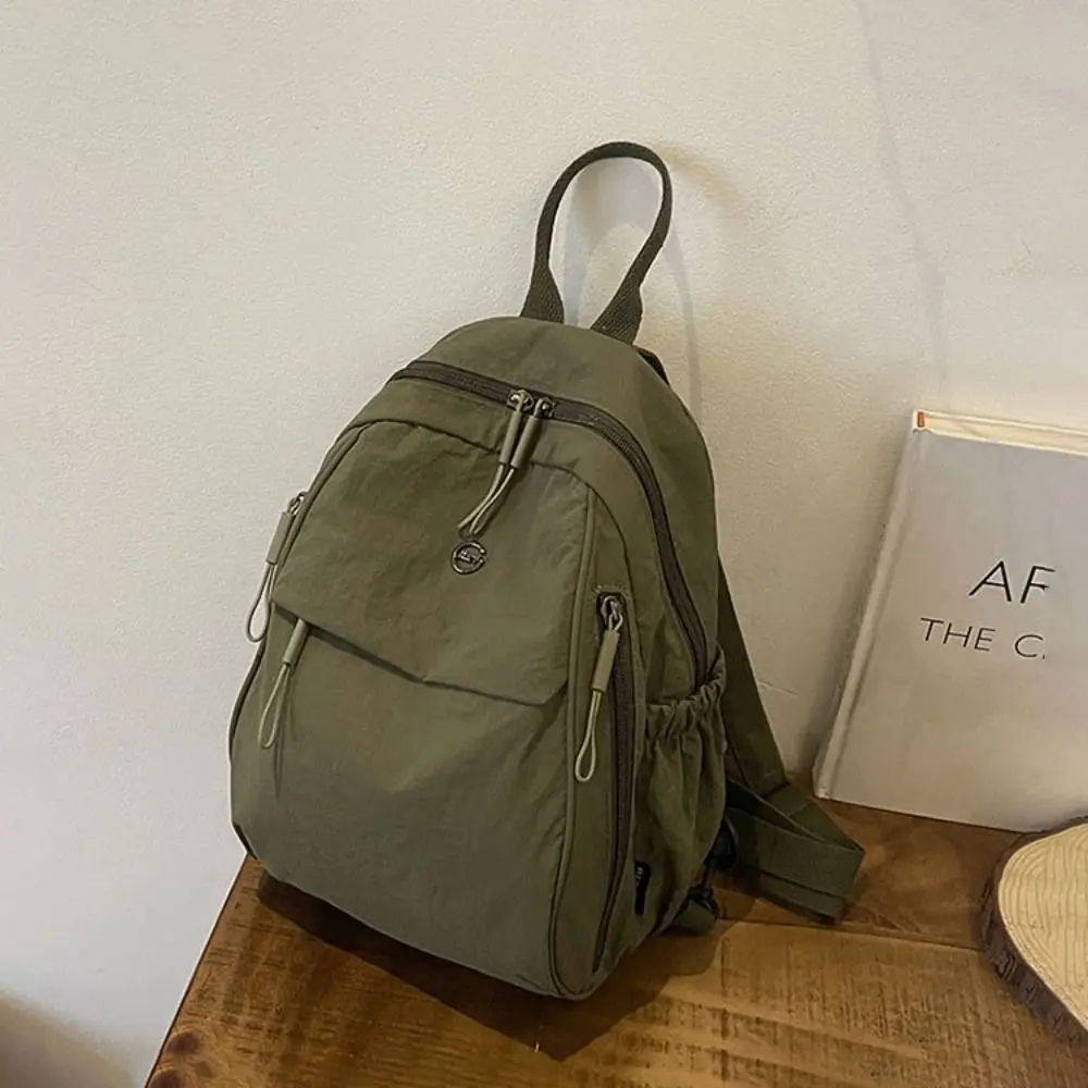 Mochila de tecido oxford de cor sólida, nylon, leve, casual, crossbody, alça ajustável, leve, mochila de viagem