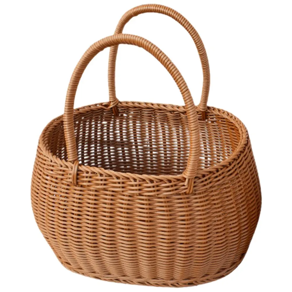 

Portable Fruit Basket Flower With Handle Woven Picnic Companion Storage Handheld Gift Plastic
