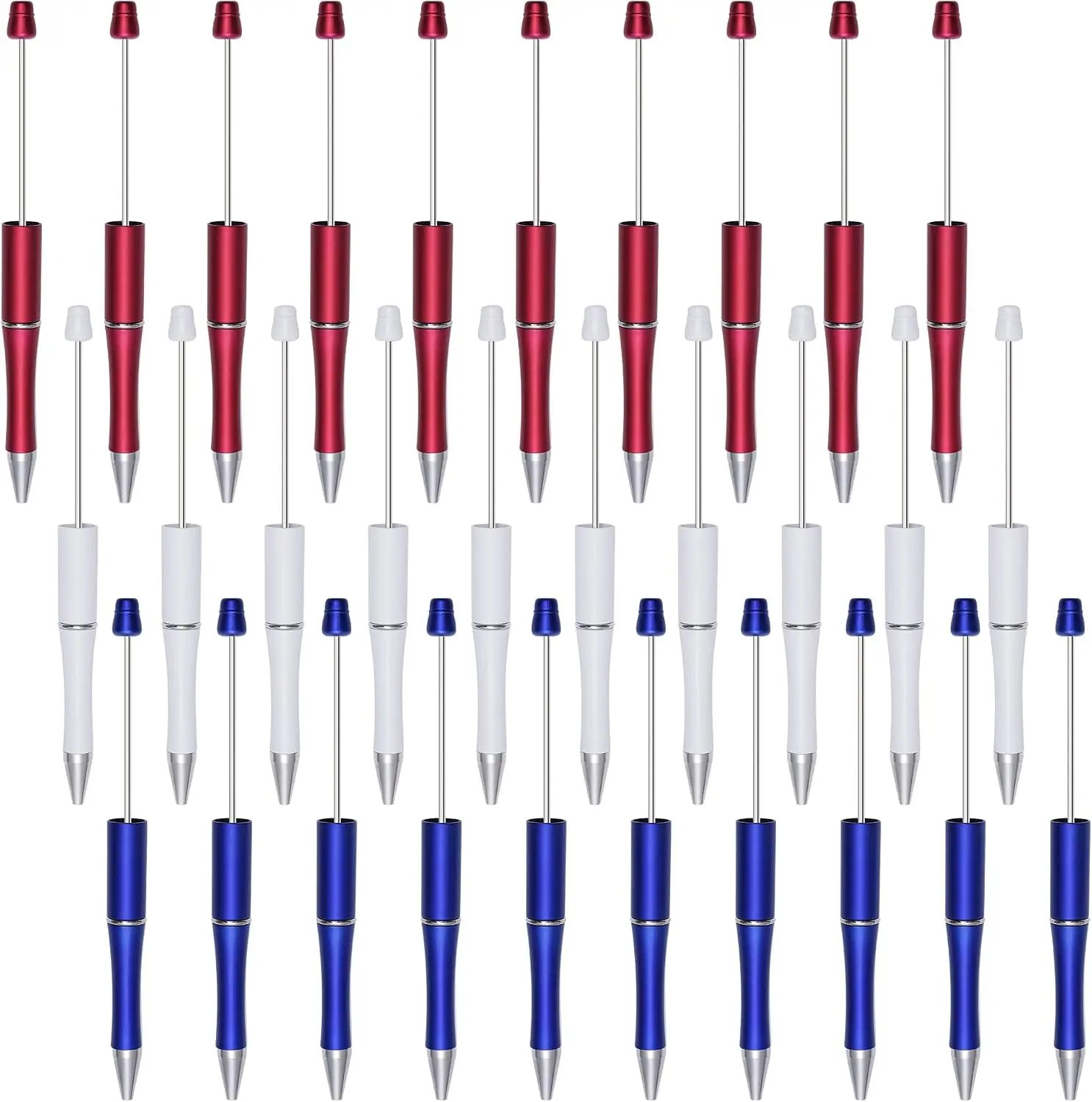 

jiebor 30Pcs Patriotic 4th of July Beadable Pens Plastic Bead Ballpoint DIY Pens Black Ink Bulk for Women Men Independence Day Labor Day Gift Office Supplies