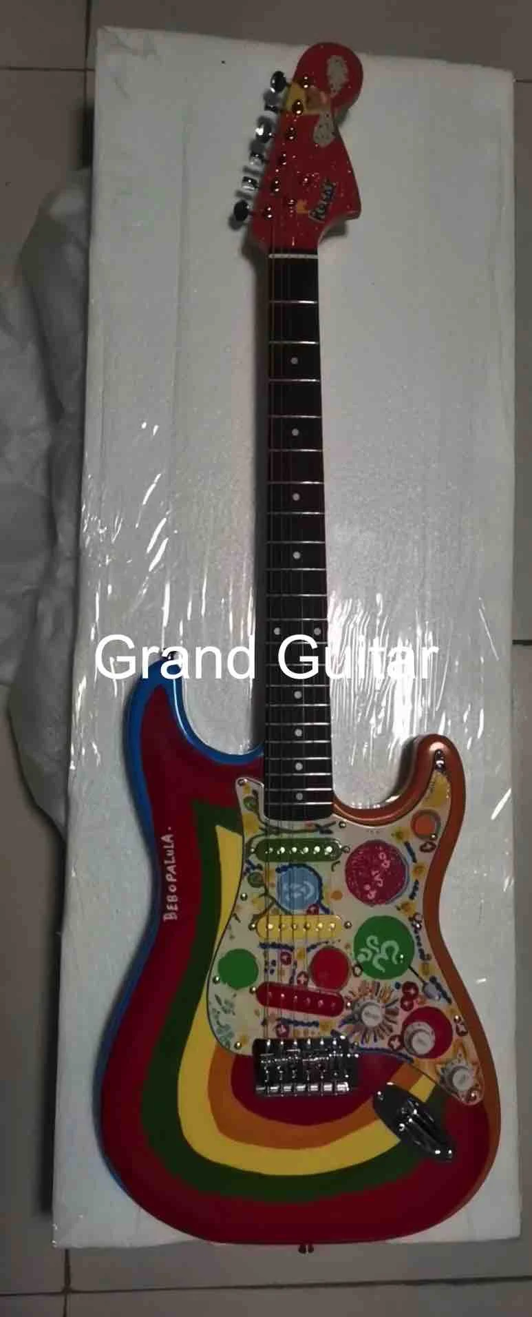 Custom Fantes GUITAR Shop George Harrison Rocky Masterbuilt P.Waller Electric Guitar with Colorful Pickups