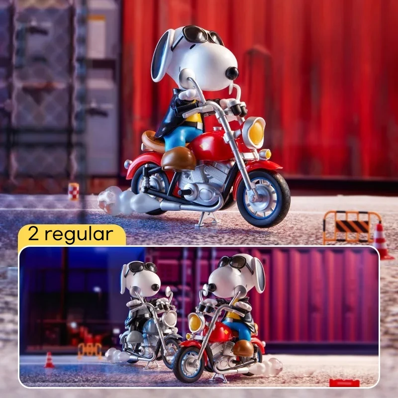 Miniso Snoopy En Motorfietsen Thema Collectie Souvenir Blinde Doos Model Anime Figuren Trendy Spelen Ornament Speelgoed Periferie Cadeau