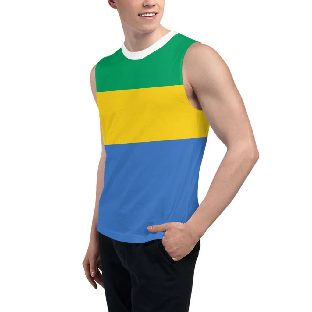 Sleeveless T-shirt Gabon Flag 3D Men's Boys Tshirt Gyms Tank Tops Fitness Joggers Basketball Training Vest