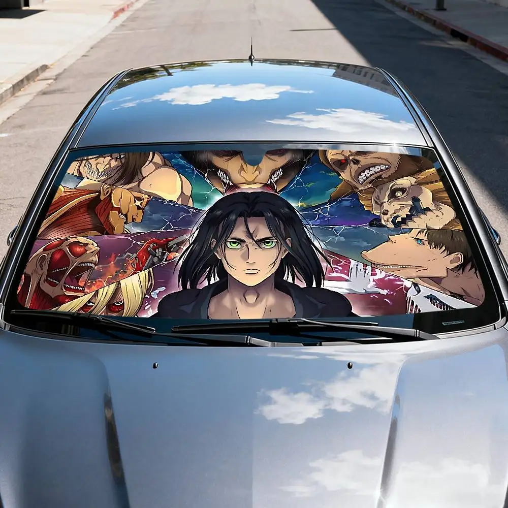 Аниме A-Attack On T-Titan, автомобильные солнцезащитные шторы, ветровое стекло, переднее окно 70x130 см, солнцезащитный козырек, солнечная защита, клетчатый подарок, новинка, автомобиль