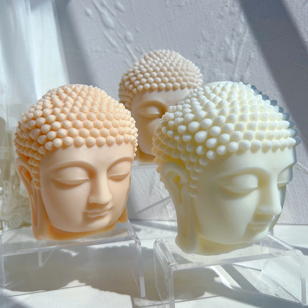 Buddha Head Candle Mold Original Buddha Statue Silicone Molds Sculpture Art Wax Tool Mould Figurine Ornaments Gifts Home Decor