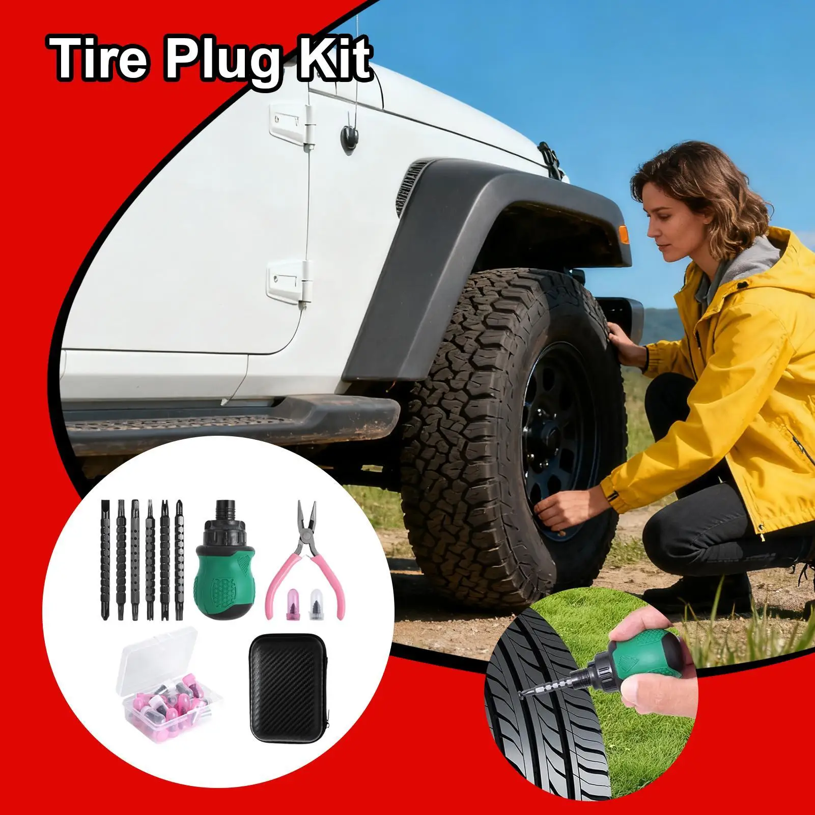 Tire Repair Rubber Nail Kit Car Quick Puncture Tire Repair Kit For Motorcycle Long Distance Travel Daily Commute Vehicle