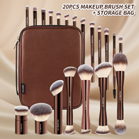MAANGE 20pcs Pro Makeup Brushes + Storage Bag Dual End Foundation Powder Blush Eyeshadow Brush Beauty Blending Organizer Tool