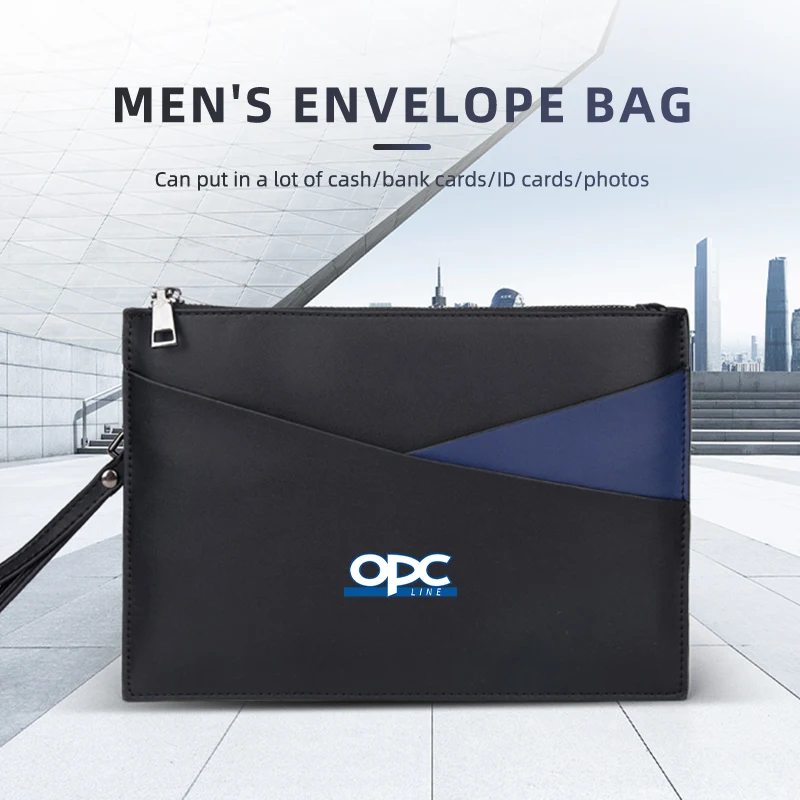 Men's Genuine Leather Envelope Clutch Bag Business Handbag Car Gift For Opel Astra Insignia Corsa Zafira Meriva Mokka Vivaro