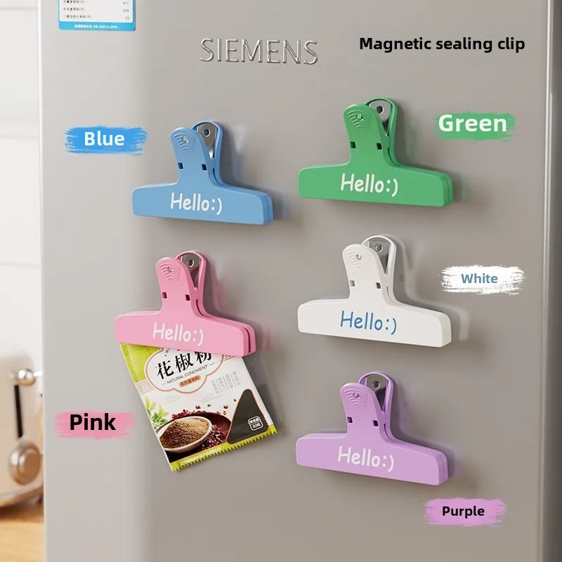 [Color al azar] 3 uds Clip magnético cocina comida Snack sellado condimentos Clip de plástico suministros de oficina para documentos facturas papelería