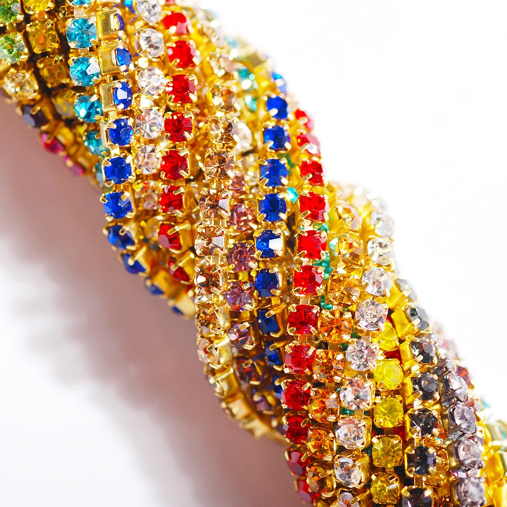 High Quality SS6 60cm Nail Chain Rhinestone Claw Crystal Dense Claw Electroplated Accessories