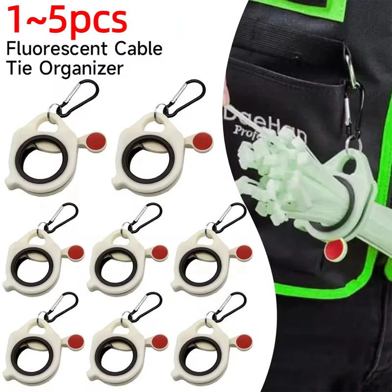 1~5pcs Fluorescent Cable Tie Organizer Storage Cable Tie Holder Portable Cable Tie Storage Tool Electrical Wire Tie Organizer