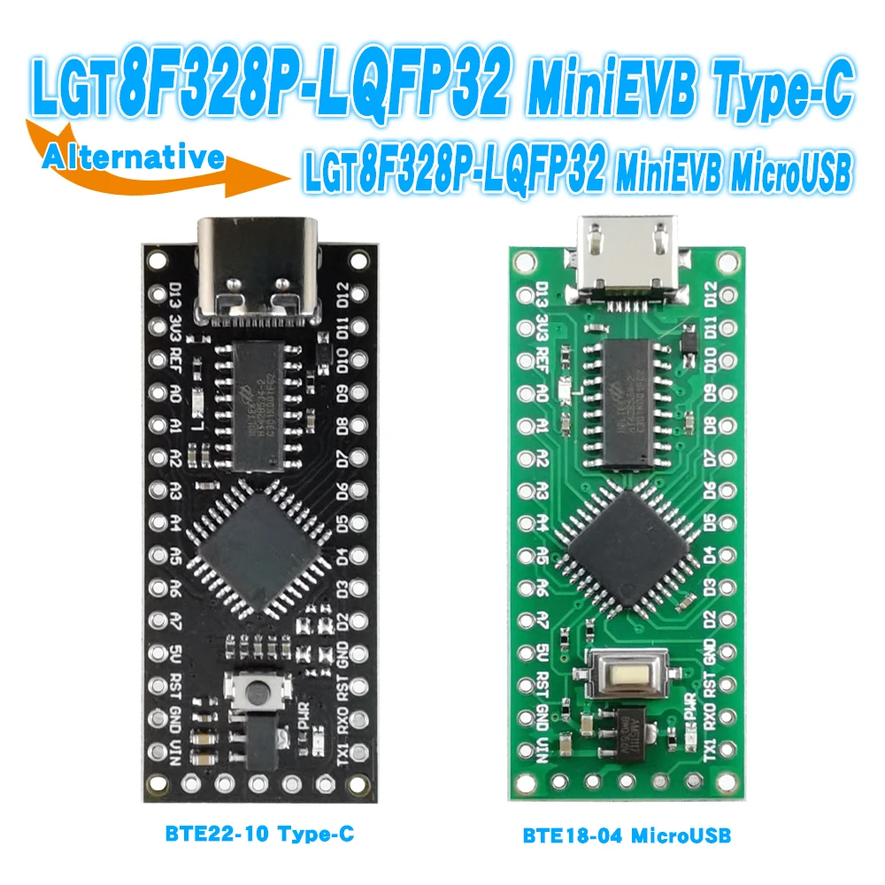 LGT8F328P LQFP32 MiniEVB With Crystal Replaces Nano V3.0 ATMeag328P CH9340C/CH340C SOP16 USB Driver Type-C Interface [Factory]