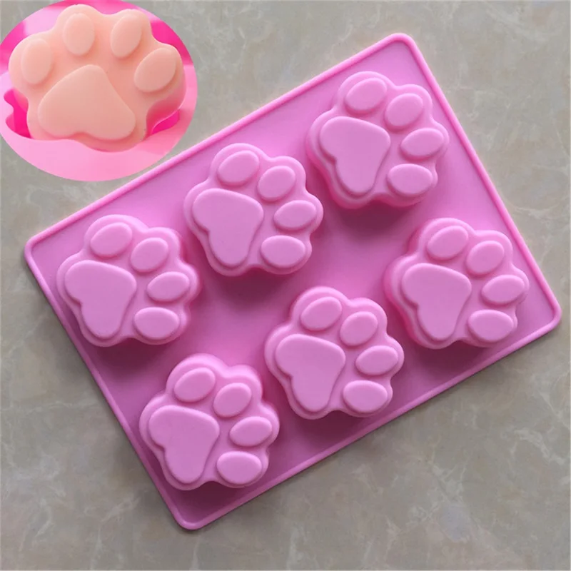 Puppy footprint silicone cake mold 6 cat paws handmade soap mold high temperature resistant cold process soap mold