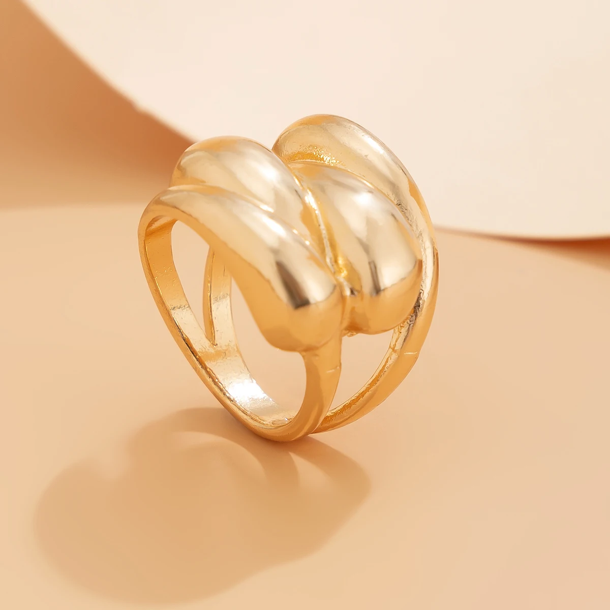 Punk Trend Irregular Geometric Multilayer Intersect Ring for Women Personalized Gold Color Thick Finger Ring Fashion Jewelry New