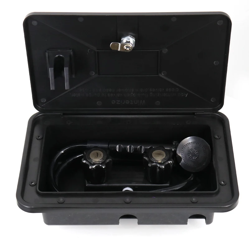 Black RV Exterior Shower Box Kit With Lock Boat Marine Camper Motorhome Caravan Accessories