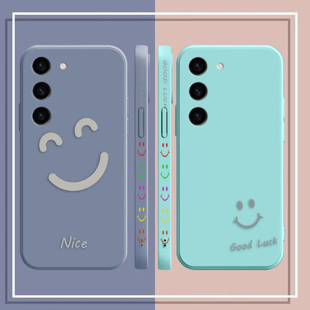 Nice Good Luck Face Case For Samsung S23 S22 S21 S20 FE S11 S11E S10 S10E S9 S30 Ultra Plus 4G 5G Colour Liquid Case Funda Capa