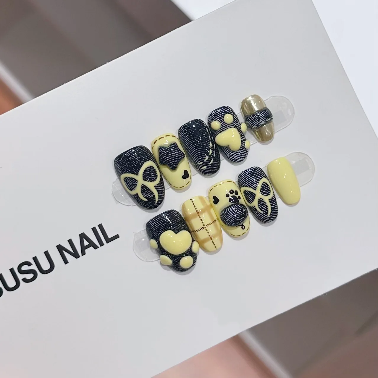 

[Denim Star] New Cat Paw Star Handmade Press-On Nail Light Luxury Light Therapy Wholesale