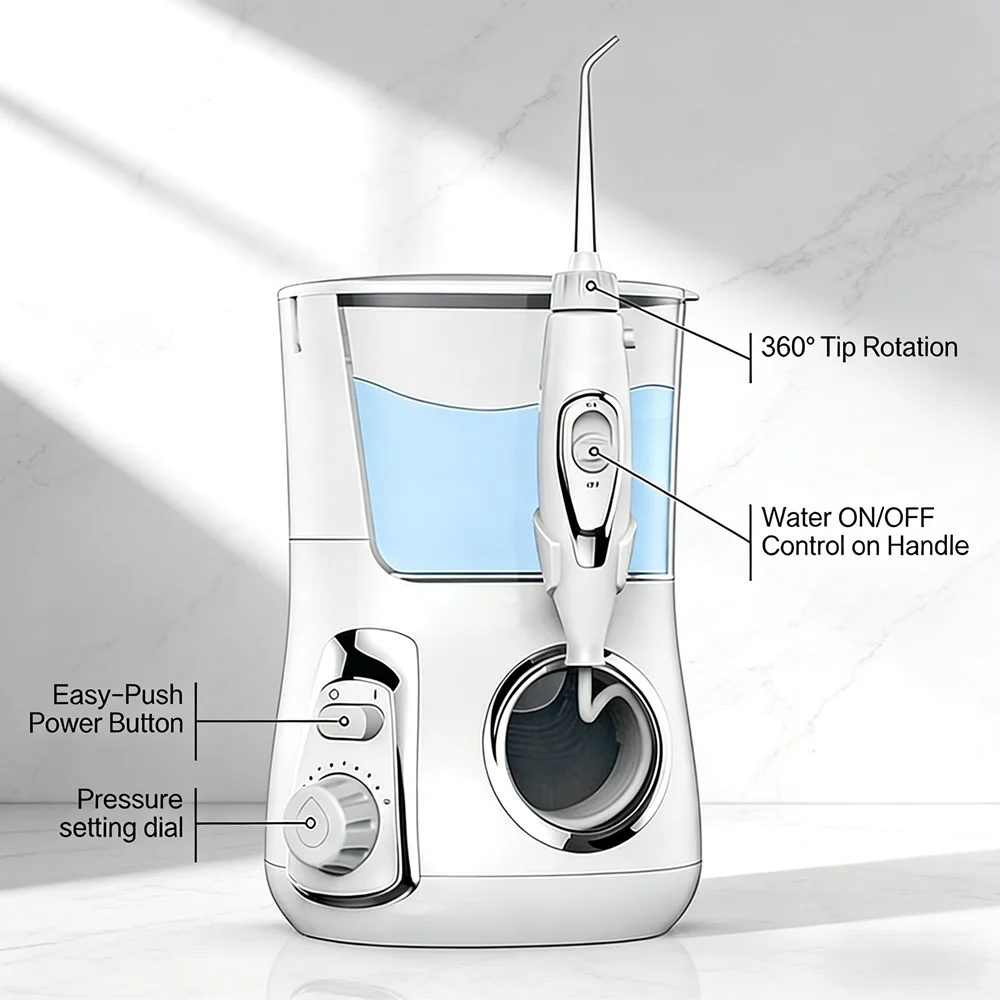 

Countertop Oral Irrigator 10 Modes 800ML Water Tank Electric Dental Flosser Water Jet Teeth Cleaning Device Home Use