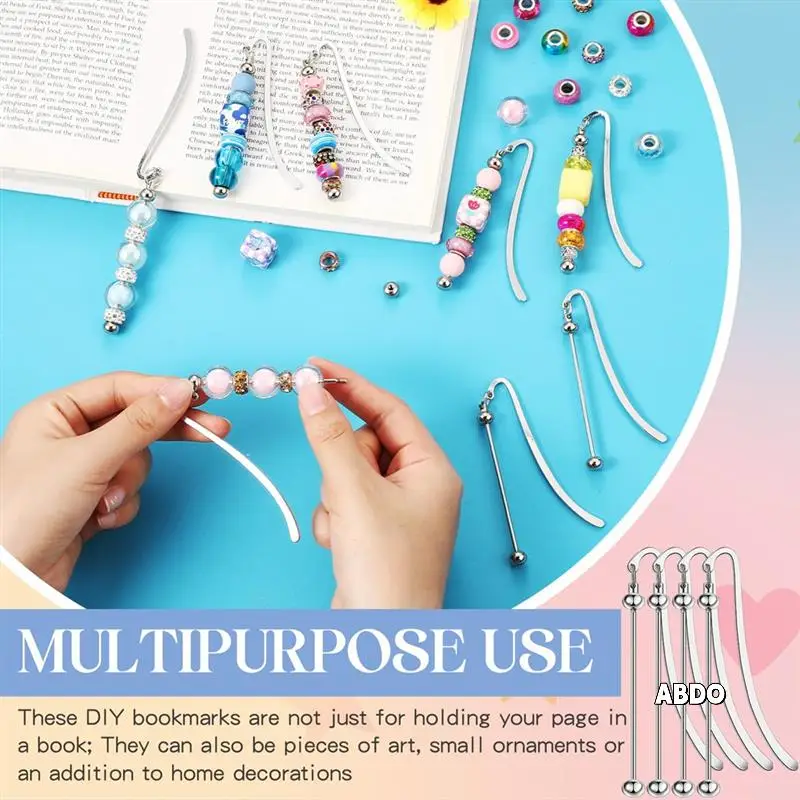 

20 Pcs Beadable Bookmarks DIY Metal Blank Bar Bookmark Silver For Beads Modern Beaded Bookmark Craft Jewelry Pendant