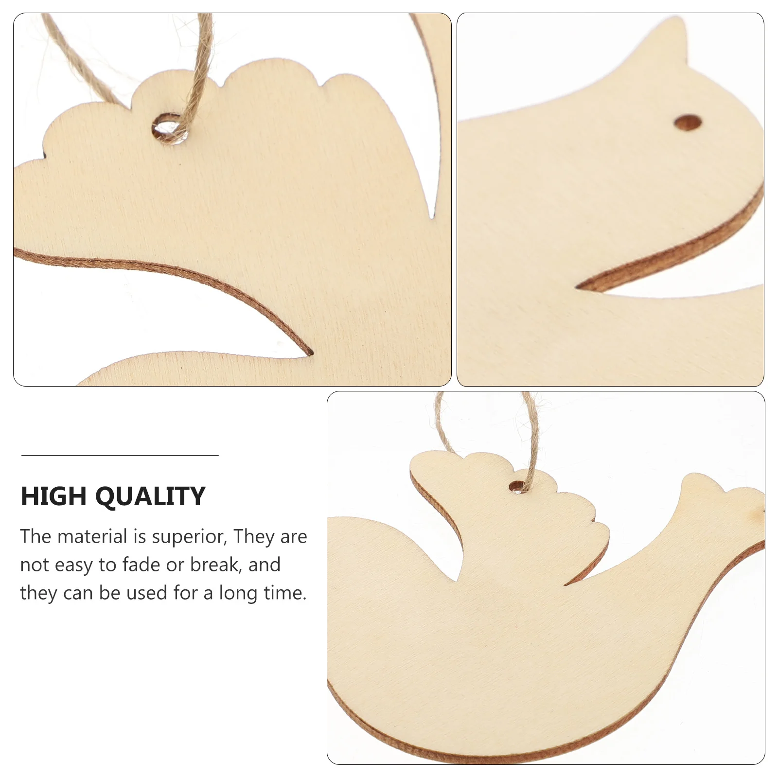 50 قطعة عيد الميلاد الخشبية الطيور الحلي غير مصبوغ شرائح الخشب Craft بها بنفسك الحرفية لقضاء عطلة ديكور الطيور على شكل انقطاع قلادة عيد الميلاد