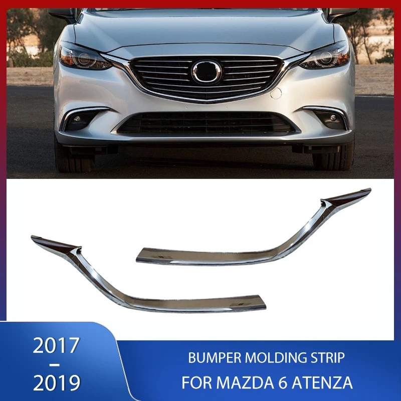 

Chrome Front Bumper Grille Molding Bright Strip Decorative Cover Racing Grills Trim For mazda 6 atenza 2017 2018 2019