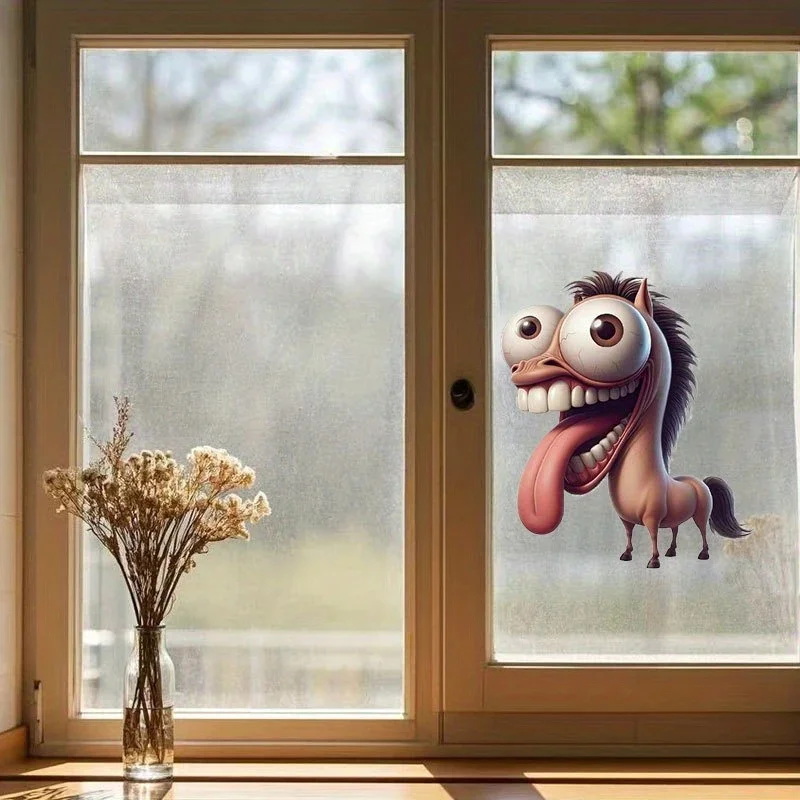 

MT1179# Funny Horse Tongue Out Toilet Sticker - Waterproof, Self-Adhesive Bathroom Decal for Ceramic Surfaces