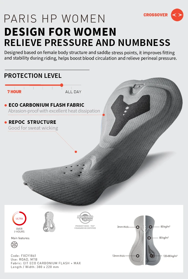 EVR Damen-Radlerhose mit Doppelpfeil-Polsterung, Schnelltrocknende Atmungsaktive Outdoor-Radlerhose für Frauen – Detail 7