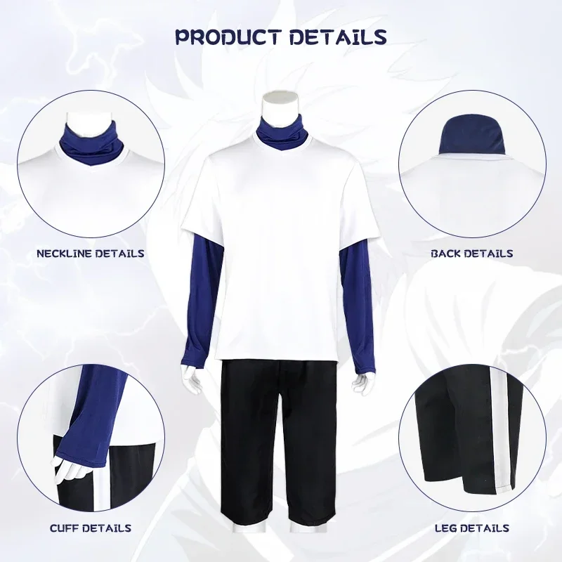 Cosplay Anime Hunter X Killua Zoldyck Costume Set For Men Women Halloween Dress Up Party Suit T-Shirt Hombre M13