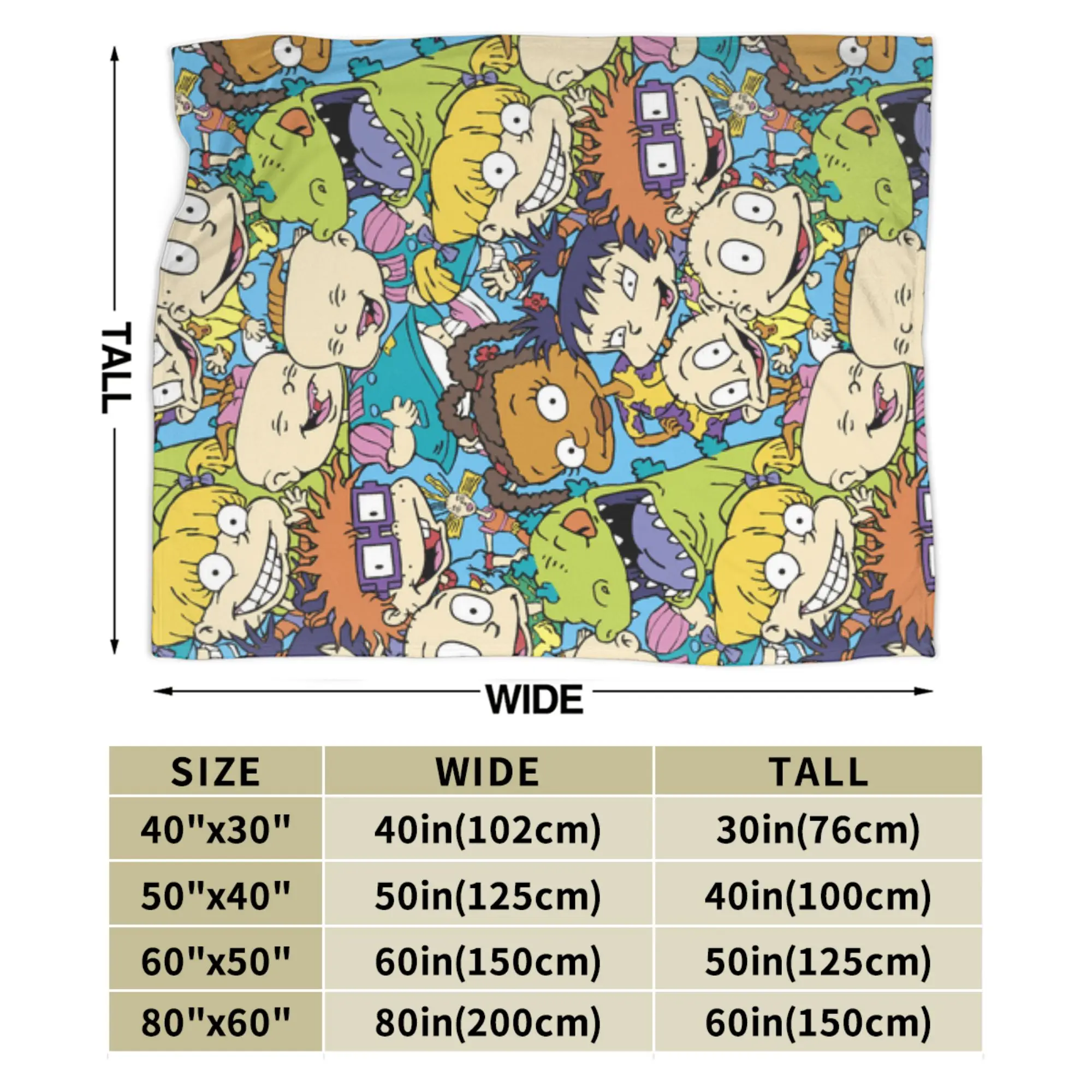 Rugrats 90s إحياء شخصية بطانية التخييم الفانيلا رمي بطانية للأريكة كرسي دافئ مخصص لتقوم بها بنفسك جودة المفرش هدية
