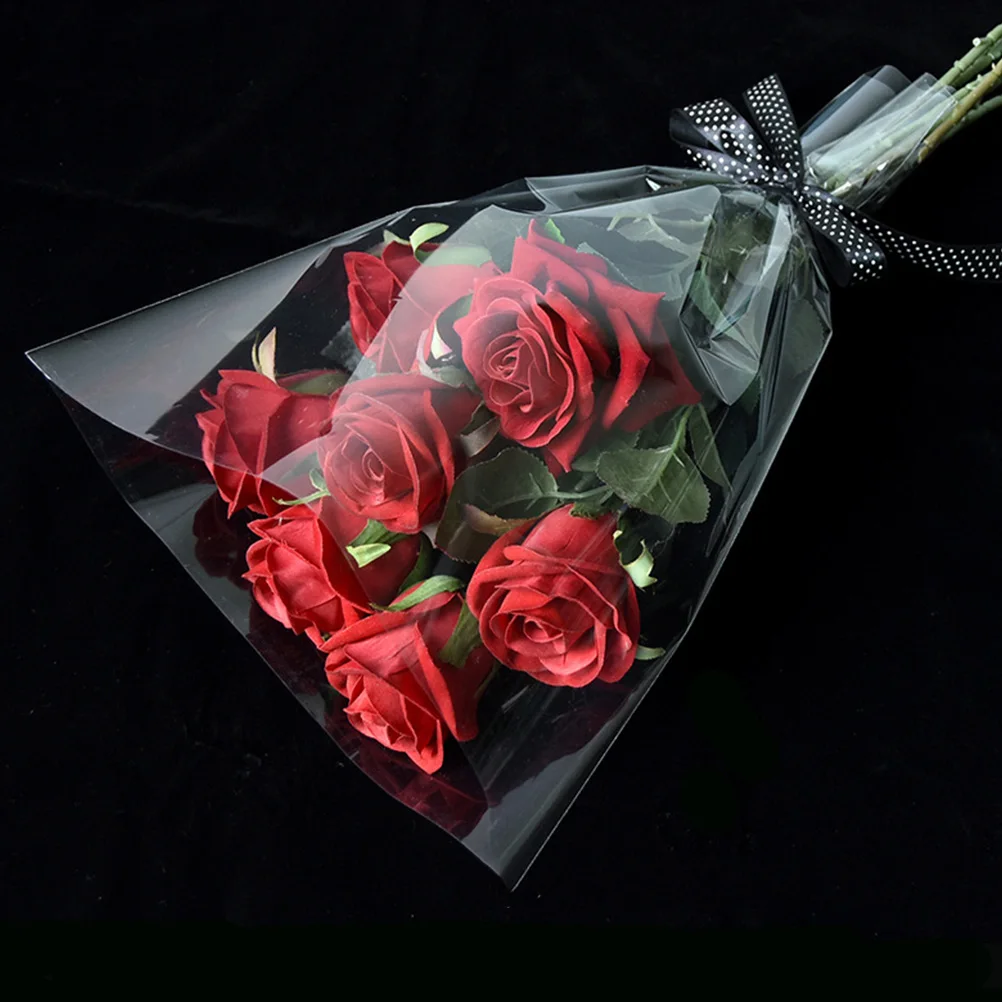 

50pcs Multi Stem BOPP Bags Clear Flower Wrapping Professional Bouquet Packaging Decorative Storage Practical Design