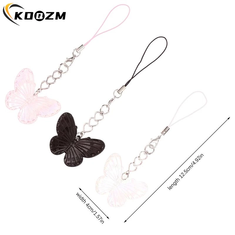 1 pcs Sweet Cool Colorful Butterfly Mobile Phone Lanyard Cell Phone Strap Keychain Butterfly Bags Pendant Decor