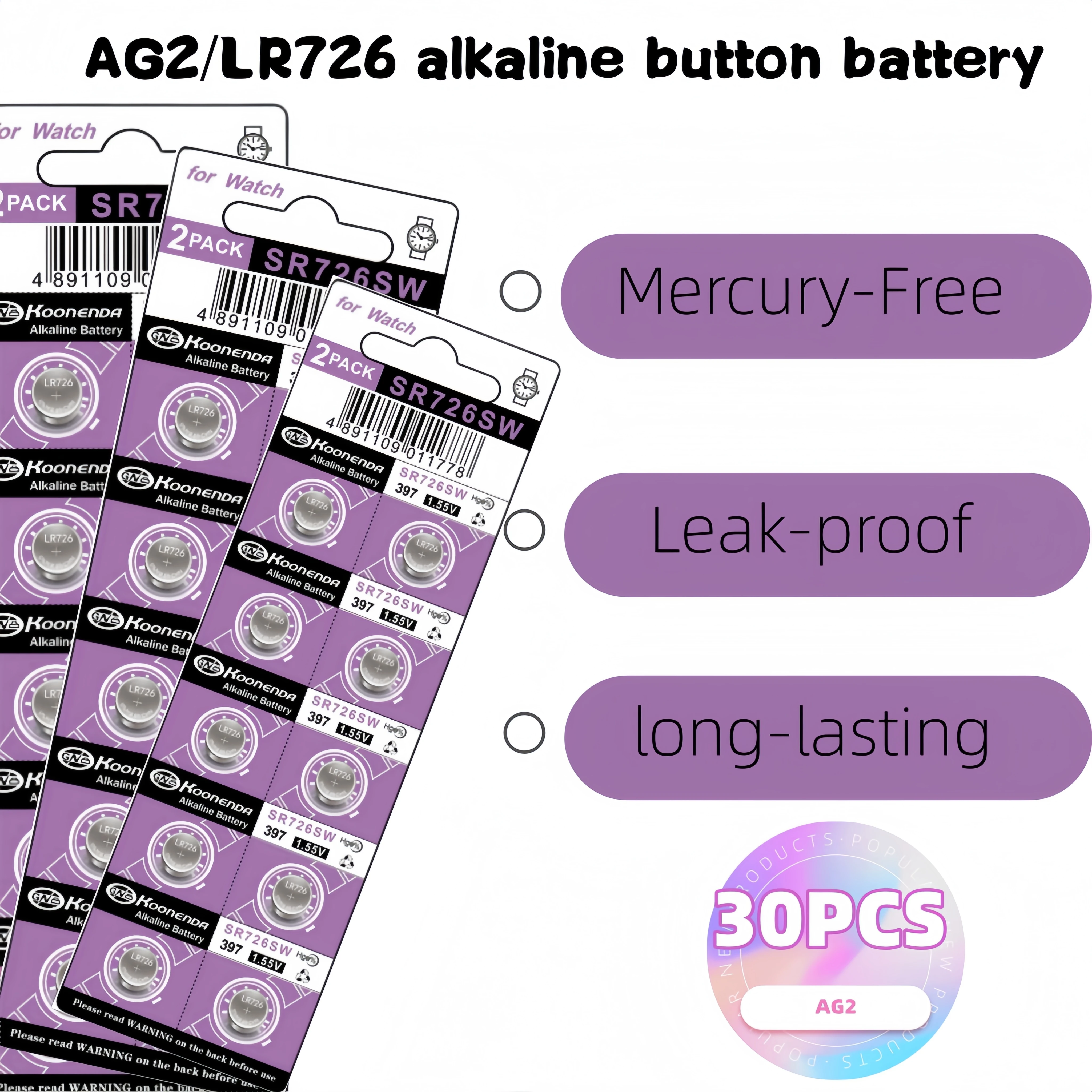

10-50 PCS AG2 LR59 396 397 1.5V Button Battery, High Capacity, Mercury-Free, Stable Power for Watches and Electronic Devices