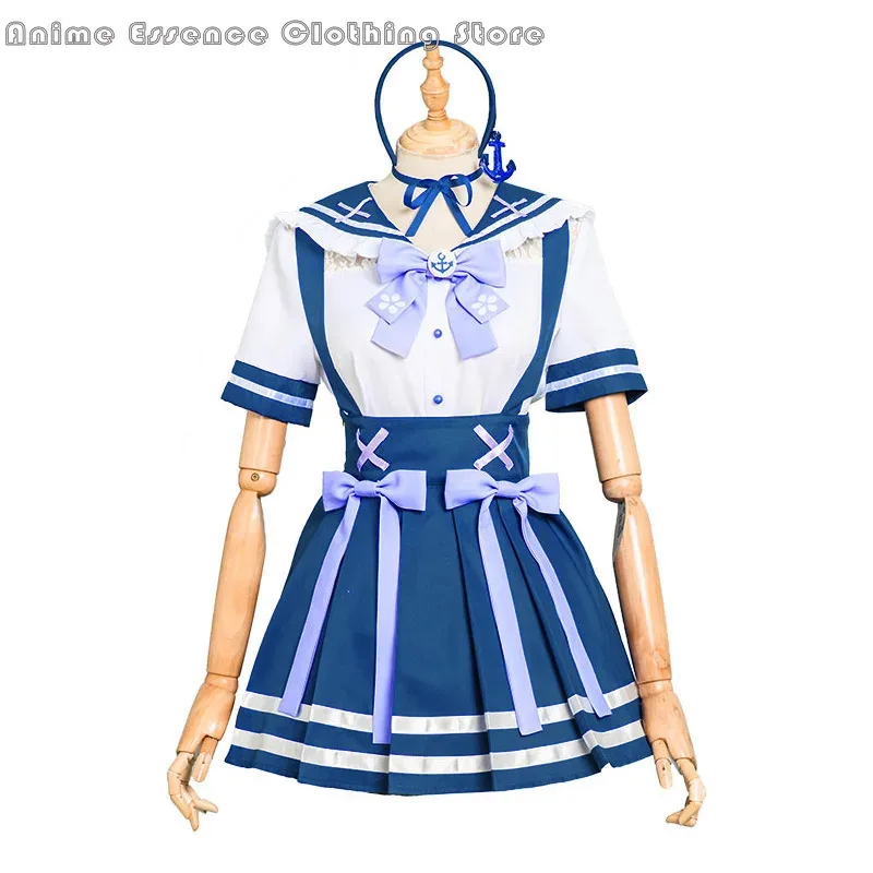 アニメ VTuber ホロライブみなとアクアコスプレ衣装ロリータガールズ SJ 制服かわいいちょう結びプリーツスカートセーラースーツウィッグ Newa