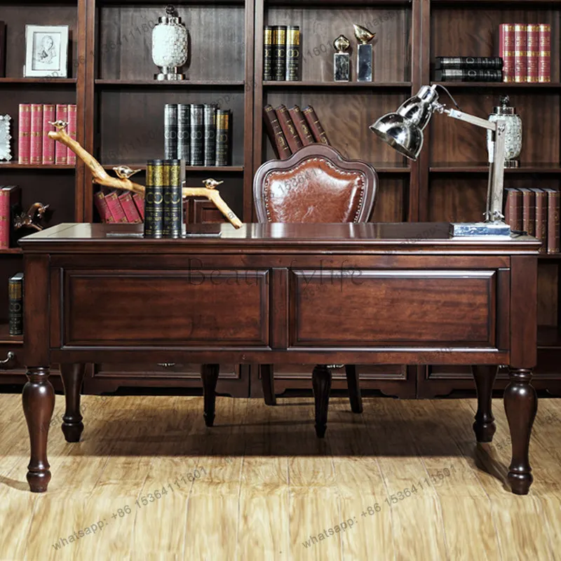 

Американский стол и стул из цельного дерева, комбинация домашнего стола, орех, европейский ретро