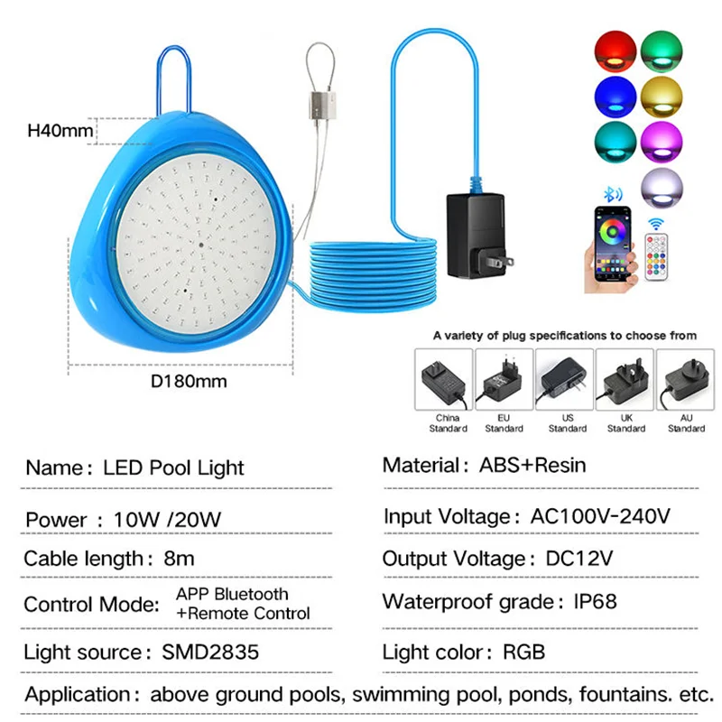 20W Led piscine lumière Ip68 é - Pond Light Submersible avis et prix