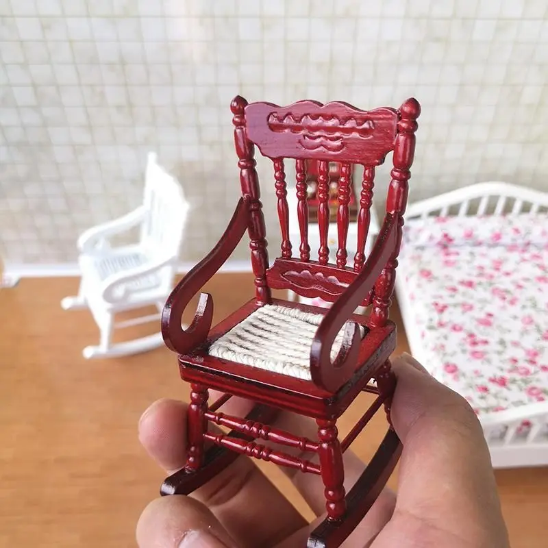 Rocking Chair Model for Children, Dollhouse Furniture, Desktop Ornaments, Ob11 Micromodel, Gift Model Display, 1:12