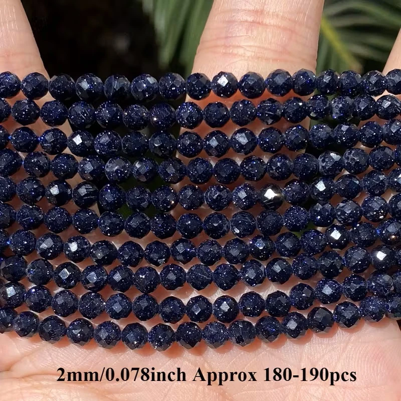 2 3 4mm Natursteinperlen, facettierte blaue Sandstein-Aquamarin-Jade-Perlen für die Schmuckherstellung, DIY-Armband, Halskette, Zubehör – Detail 6