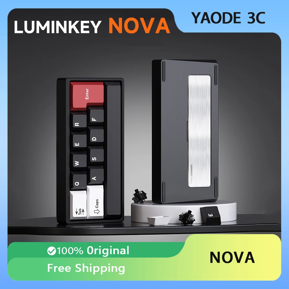 

LUMINKEY NOVA комплект механической клавиатуры из алюминиевого сплава, индивидуальная мини-многофункциональная клавиатура с возможностью горячей замены, 12 клавиш, аксессуары для ПК